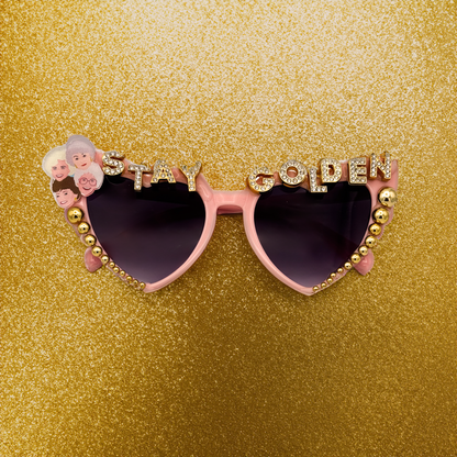 Pink Heart Sunglasses with a picture of the golden girls