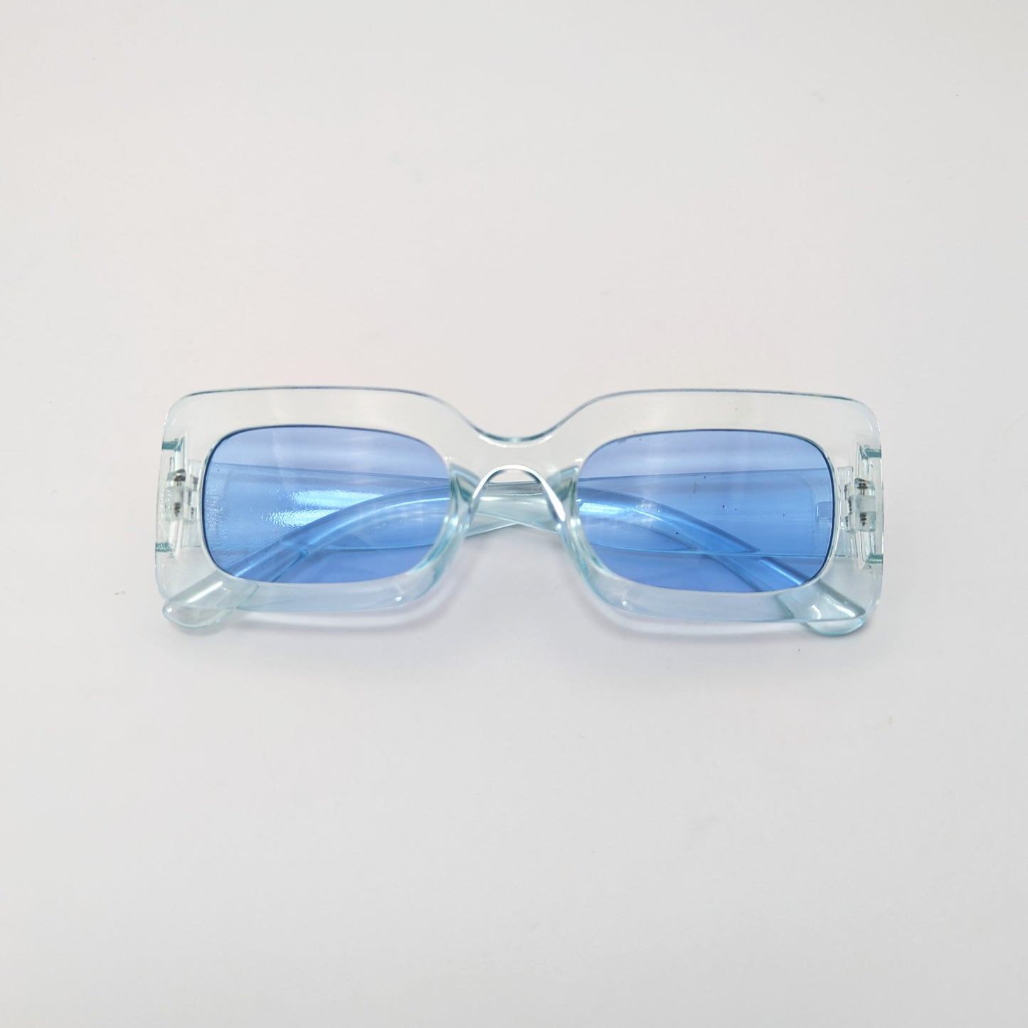 light blue rectangle sunglasses